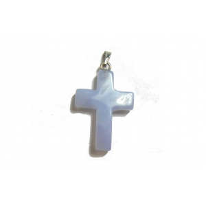 Blue Lace Agate Crucifix Pendant